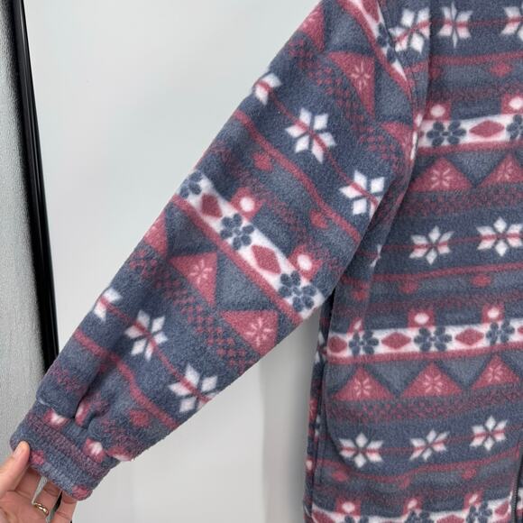 Vintage Haband Fleece Jacket Womens XL Fair Isle Nordic Snowflake Y2K Aztec - Picture 5 of 8